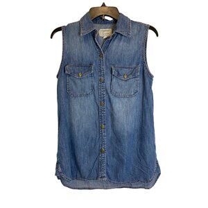 Current/Elliot Women's The Sleeveless Perfect Shirt Miner Size 0/XS